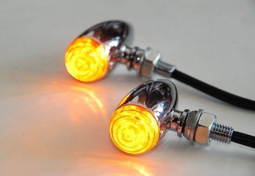 Mini Bullet Chrome Amber LED OZ-USA® Motorcycle Turn Signal Cruiser