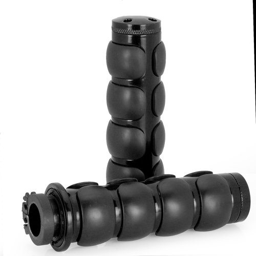 thumbnail image 2 of Vintage Coke Bottle Style Soft Rubber Handlebar Grips - Black, 25.4mm, Retro Motorcycle Grips (Pair) 2 of 10