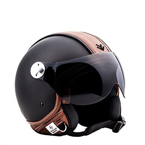 SOXON SP-325 Winner · Pilot Vintage Retro Mofa Jet-Helmet Biker Bobber Chopper Scooter-Helmet Vespa-Helmet Moto-Helmet Cruiser · ECE certified · incl 57-58cm Cloth Bag · Beige ·  M Visor · incl 