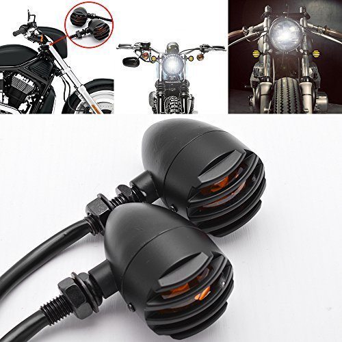 Universal  2x Chrome Grill Bullet Amber Turn Signal Light Fit For Harley Chopper