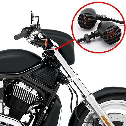 2pcs Bullet Motorcycle Turn Signal Indicator Light Black For Harley Chopper SU
