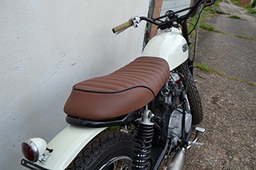 Universal Flat Motorcycle Cafe Racer seat Scrambler Style Light Brown 