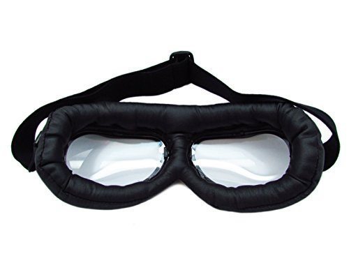 Ediors WWII RAF Vintage Pilot Style Flying Motorcycle Motorcross Biker Café Racer Cruiser Chopper Touring Helmet Goggles Sun UV Wind Eye Protect Black Frame Reflective Mirror Lens - Image 5