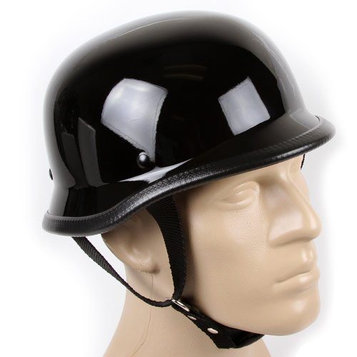 Low Profile Novelty German Chopper Half Helmet Skull Cap Gloss Black (S ...