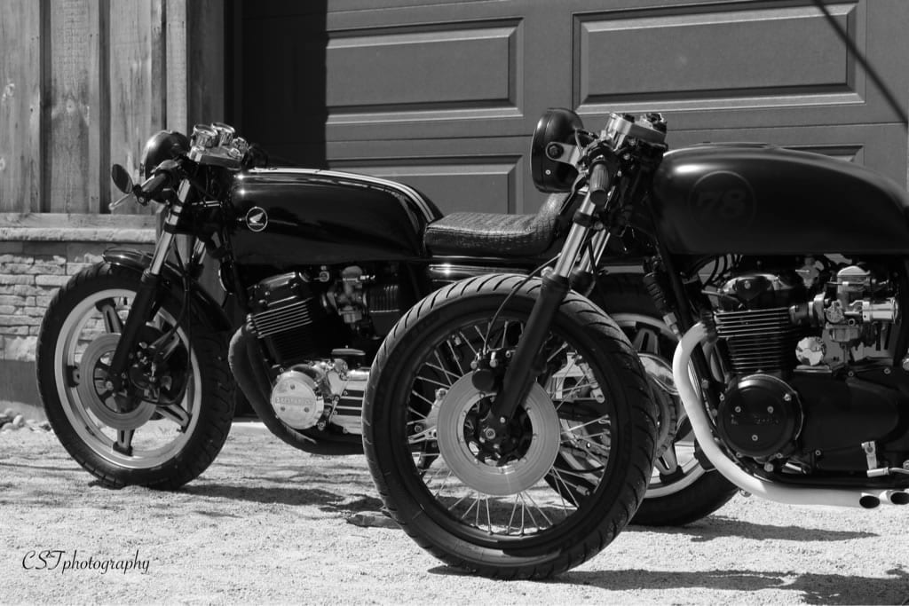 custom 1978 honda cb550 black and white