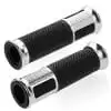 2 pc Custom JDM Style Skidproof Black Rubber Gel Chrome Plated Billet Aluminum Hand Grip Left & Right 7/8" Handle Bar For BMW Ducati Norton Aprilia Buell Street Sport Racing Standard Naked Bike Dirt Bike MX Cruiser Touring Motorcycle - Image 4