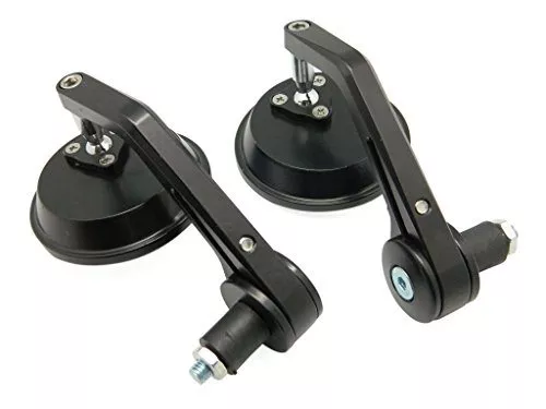 aegarage86® 2 x CUSTOM UNIVERSAL BLACK 3" ROUND BAR END MIRRORS FOR AFTERMARKET MOTORCYCLE CRUISER CHOPPER BOBBER CAFE RACER CLUBMAN BUELL TRIUMPH SPEED STREET TRIPLE APRILIA SHIVER 750 MOTO GUZZI - Image 3