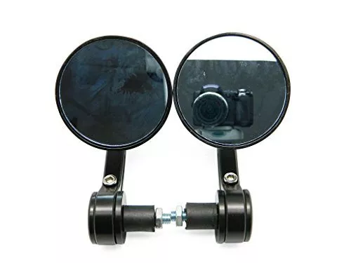 aegarage86® 2 x CUSTOM UNIVERSAL BLACK 3" ROUND BAR END MIRRORS FOR AFTERMARKET MOTORCYCLE CRUISER CHOPPER BOBBER CAFE RACER CLUBMAN BUELL TRIUMPH SPEED STREET TRIPLE APRILIA SHIVER 750 MOTO GUZZI - Image 4