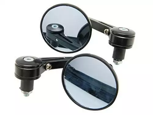 aegarage86® 2 x CUSTOM UNIVERSAL BLACK 3" ROUND BAR END MIRRORS FOR AFTERMARKET MOTORCYCLE CRUISER CHOPPER BOBBER CAFE RACER CLUBMAN BUELL TRIUMPH SPEED STREET TRIPLE APRILIA SHIVER 750 MOTO GUZZI - Image 6