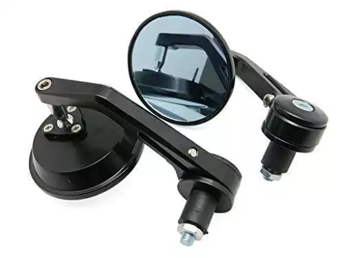 aegarage86® 2 x CUSTOM UNIVERSAL BLACK 3" ROUND BAR END MIRRORS FOR AFTERMARKET MOTORCYCLE CRUISER CHOPPER BOBBER CAFE RACER CLUBMAN BUELL TRIUMPH SPEED STREET TRIPLE APRILIA SHIVER 750 MOTO GUZZI