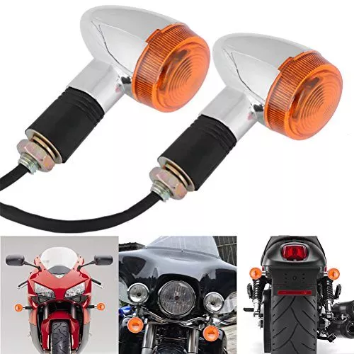 Astra Depot 2x Amber Lens Chrome Housing Bullet Front Rear Turn Signal Blinker Indicator Light For Motorcycle Street Standard Custom Bike Cruiser Bobber Chopper - Image 3