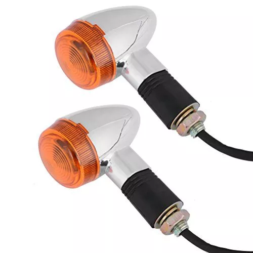 Astra Depot 2x Amber Lens Chrome Housing Bullet Front Rear Turn Signal Blinker Indicator Light For Motorcycle Street Standard Custom Bike Cruiser Bobber Chopper - Image 8