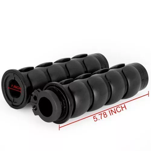2x Black Anodized Aluminum Billet Motorcycle 1" Handlebar Comfort Rubber Hand Grips + Bar End Plugs with Throttle Tube For Bobber Café Racer Chopper Cruiser Hogs Metric Motor Bike - Image 5