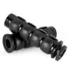 2x Black Anodized Aluminum Billet Motorcycle 1" Handlebar Comfort Rubber Hand Grips + Bar End Plugs with Throttle Tube For Bobber Café Racer Chopper Cruiser Hogs Metric Motor Bike - Image 2