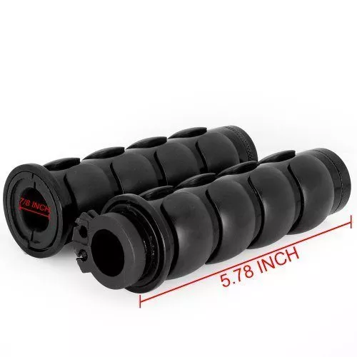 2x Black Anodized Aluminum Billet Motorcycle 7/8" Handlebar Comfort Rubber Hand Grips + Bar End Plugs with Throttle Tube For Cruiser Chopper Bobber Custom Sport Racing Bike - Image 4