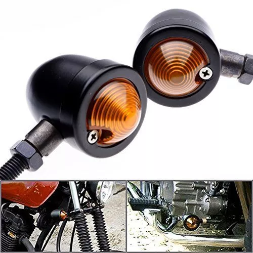 2x Custom Black Anodized Billet Aluminum Bullet Shape Panhead Turn Signal Light Mounting Universal For Bobber Chopper Clubman Cruiser Café Racer Bike