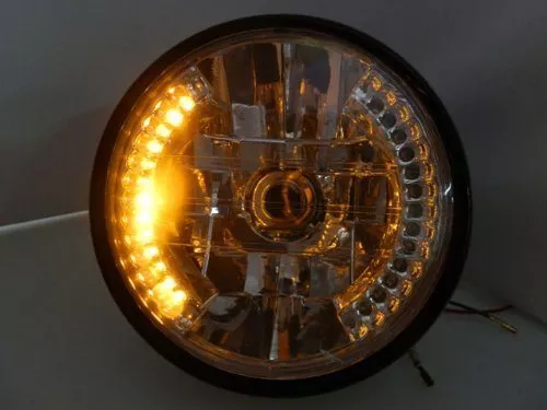 7'' Motorcycle Amber 26 LED Halo Headlight Turn Signal with 35W HID 6000W for Harley Honda Suzuki Kawasaki Yamaha - Image 3