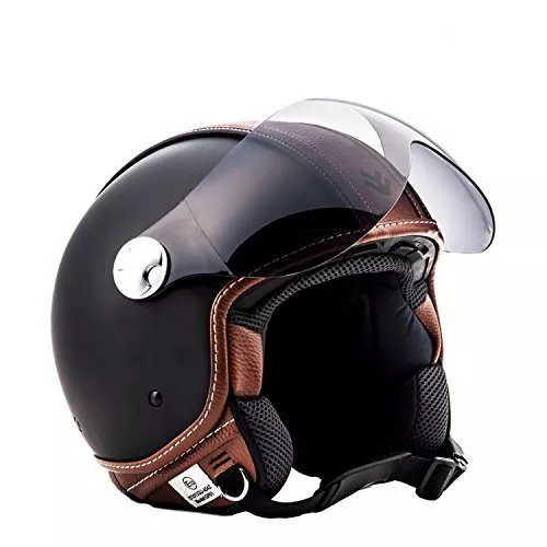 ARROW AV-84 Vintage Deluxe - black Retro Jet Vespa Vintage Bobber Scooter Helmet MOTO ECE certified - XS - Image 3