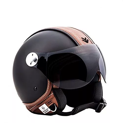 ARROW AV-84 Vintage Deluxe - black Retro Jet Vespa Vintage Bobber Scooter Helmet MOTO ECE certified - XS - Image 4