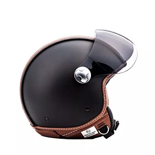 ARROW AV-84 Vintage Deluxe - black Retro Jet Vespa Vintage Bobber Scooter Helmet MOTO ECE certified - XS - Image 7