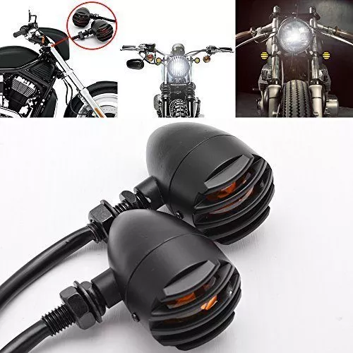 Matte Black Grille Bullet Amber Turn Signal Indicator Blinker Light For Harley BMW Ducati Benelli Aprilia Victory - Image 3