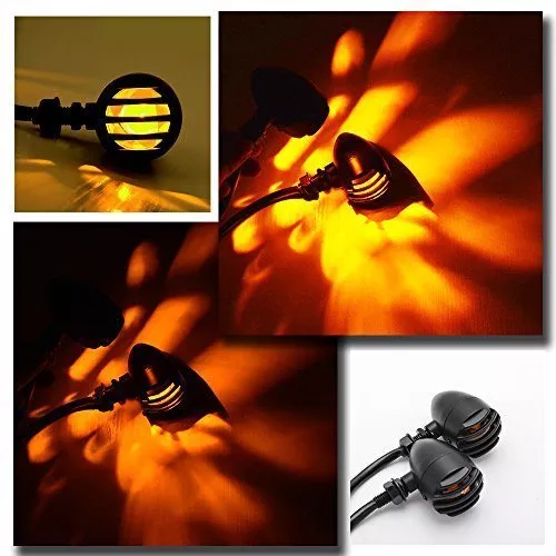 Matte Black Grille Bullet Amber Turn Signal Indicator Blinker Light For Harley BMW Ducati Benelli Aprilia Victory - Image 5