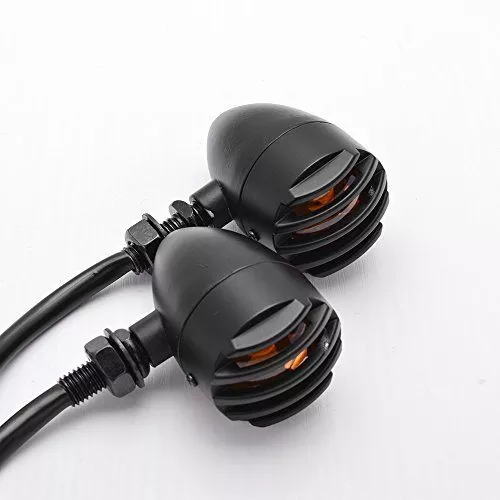 Matte Black Grille Bullet Amber Turn Signal Indicator Blinker Light For Harley BMW Ducati Benelli Aprilia Victory