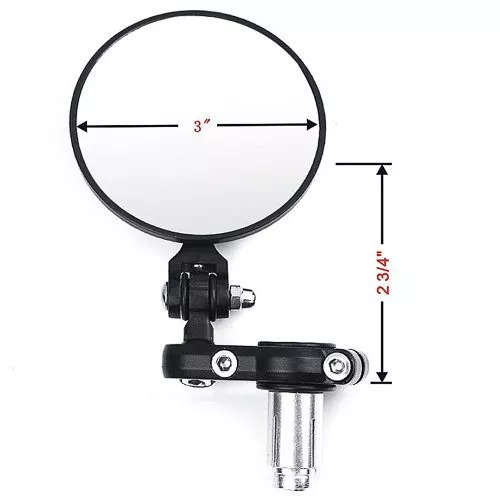 BUNDLE - 2 items: 3" Round Bar End Side Mirrors 7/8" Handlebar + Headlight Bracket Black 30mm-42mm For Cruiser Chopper Bobber Café Racer - Image 3