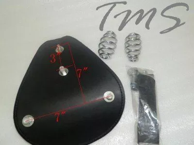 Black 11.8" Softail Solo Seat For Harley Chopper Bobber Custom With Chrome Bracket & 3" Coil Springs - Image 3