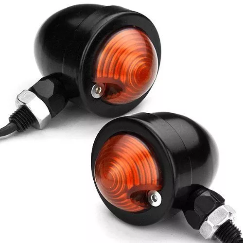 Black Anodized Aluminum Turn Signal Amber Light for Yamaha Chopper Royal Star 2x