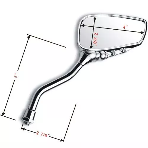 Chrome Billet Skull Hand Side Mirror for Yamaha Chopper Bobber FJR1300 Raider 2x - Image 3