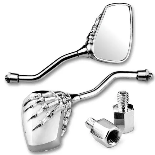Chrome Billet Skull Hand Side Mirror for Yamaha Chopper Bobber FJR1300 Raider 2x