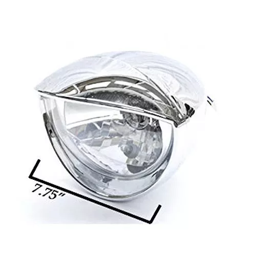 Krator Custom Chrome Headlight Visor Head Light for any Harley, Honda, Yamaha, Suzuki, Kawasaki, Custom Bike, Cruiser, Choppers - Image 4