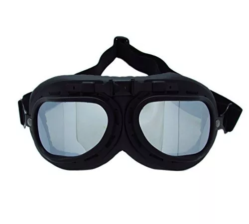 Ediors WWII RAF Vintage Pilot Style Flying Motorcycle Motorcross Biker Café Racer Cruiser Chopper Touring Helmet Goggles Sun UV Wind Eye Protect Black Frame Reflective Mirror Lens - Image 3