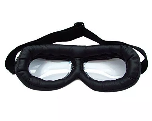 Ediors WWII RAF Vintage Pilot Style Flying Motorcycle Motorcross Biker Café Racer Cruiser Chopper Touring Helmet Goggles Sun UV Wind Eye Protect Black Frame Reflective Mirror Lens - Image 5