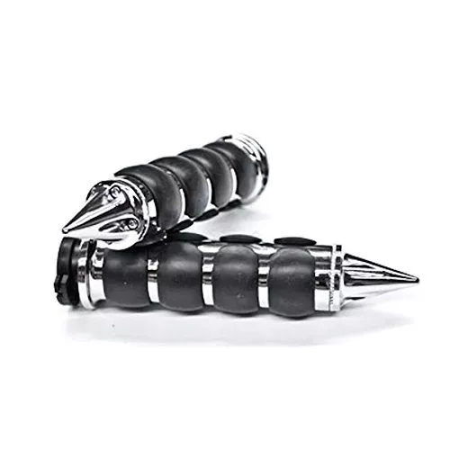 Krator Motorcycle Molded Rubber Chrome Hand Handlebar Grips Grip Chrome Grips Fits Cruisers Choppers Harley Davidson, Suzuki, Kawasaki, Yamaha, Honda with 1" inch Throttle Grips Bar Ends - Image 4