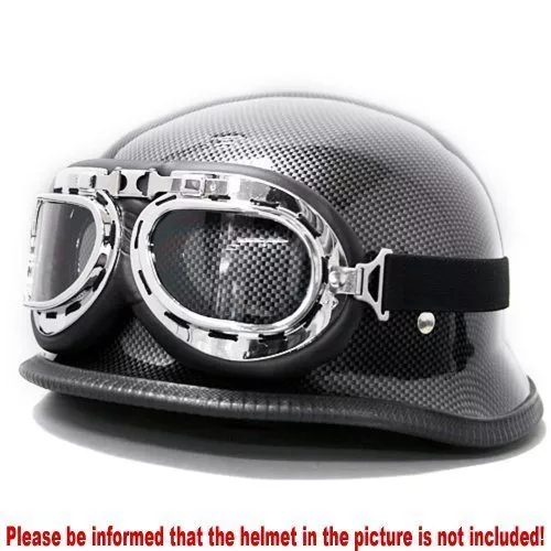 Retro Chrome Frame Padded UV Helmet Strap Goggle Sunglasses Bike Chopper Café Racer - Image 7