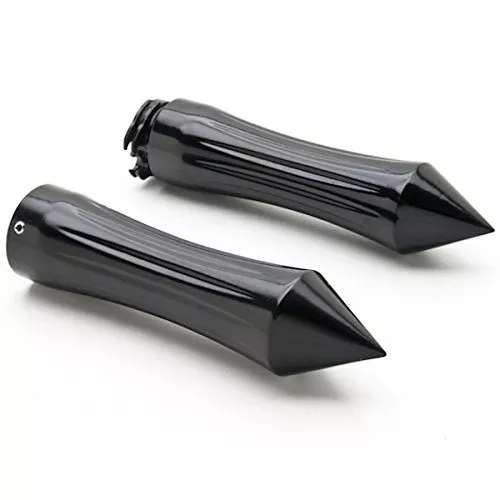 Krator® Spiked Black Motorcycle Handlebar Hand Grips (1") Hand Handlebar Grips Grip Black Grips Fits Cruisers Choppers Harley Davidson Suzuki Kawasaki Yamaha Honda w/ 1" inch Throttle Grips Bar Ends