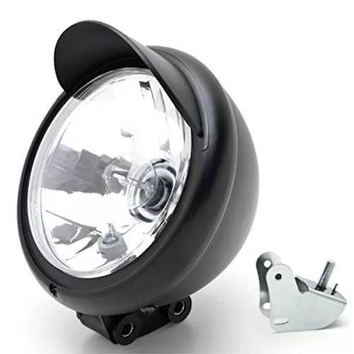 Krator Universal Motorcycle Headlight Lamp Light Black Custom Cruiser Touring Chopper for any Harley, Honda, Yamaha, Suzuki, Kawasaki, Custom Bike, Cruiser, Choppers