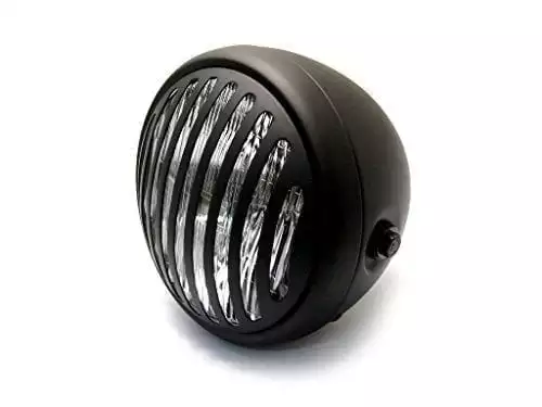 Universal Steel 6 3/4" Matte Black Prison Style 12V / 55W Custom Headlight for Motorcycle Motorbike Trike